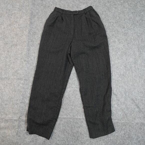 Vintage Talbots Pants Womens 10 Petite Wool Lined USA Made Pleat Front Gray - Picture 1 of 10